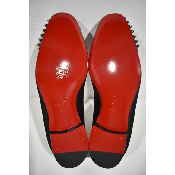 Christian Louboutin Navy Spooky Flat Black Spike Oxford Dress Loafer 42.5 9.5